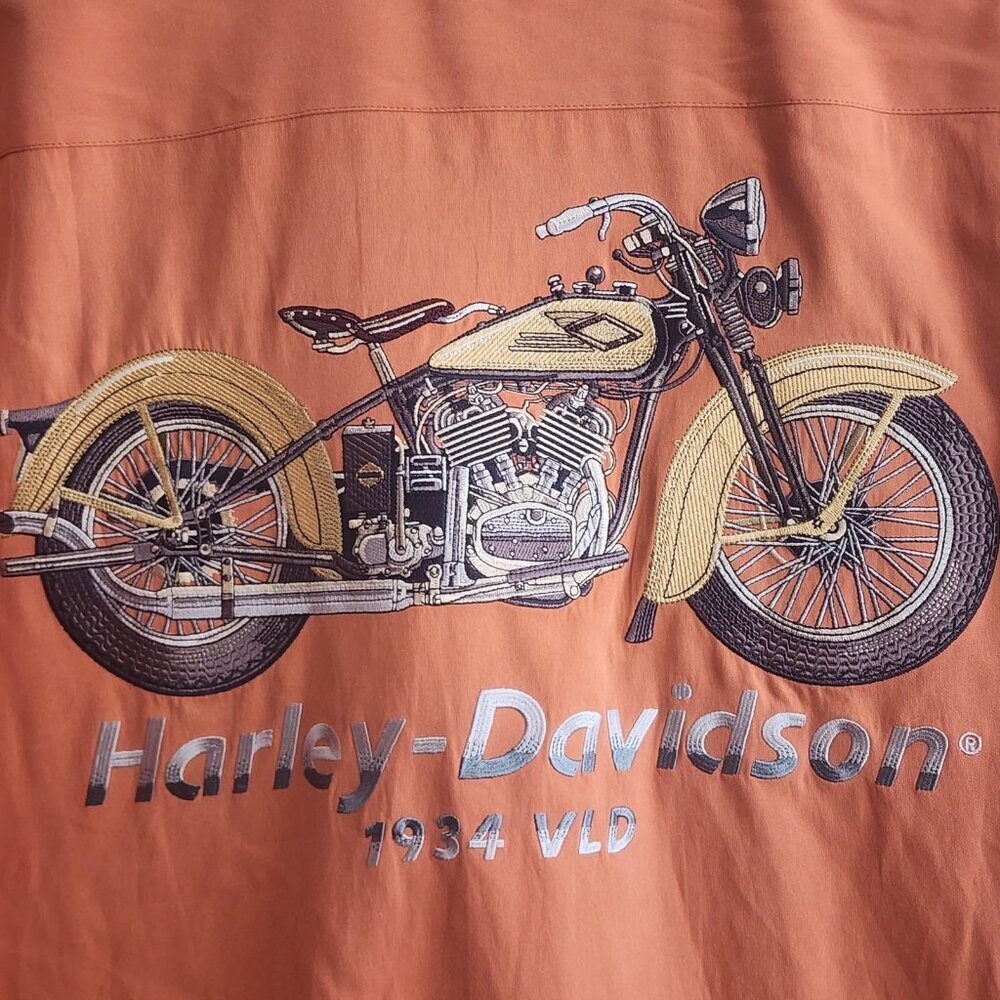 Harley-Davidson Shirt Mens Small Silk 1934 Vld Motorcycle Button Up Vintage Styl